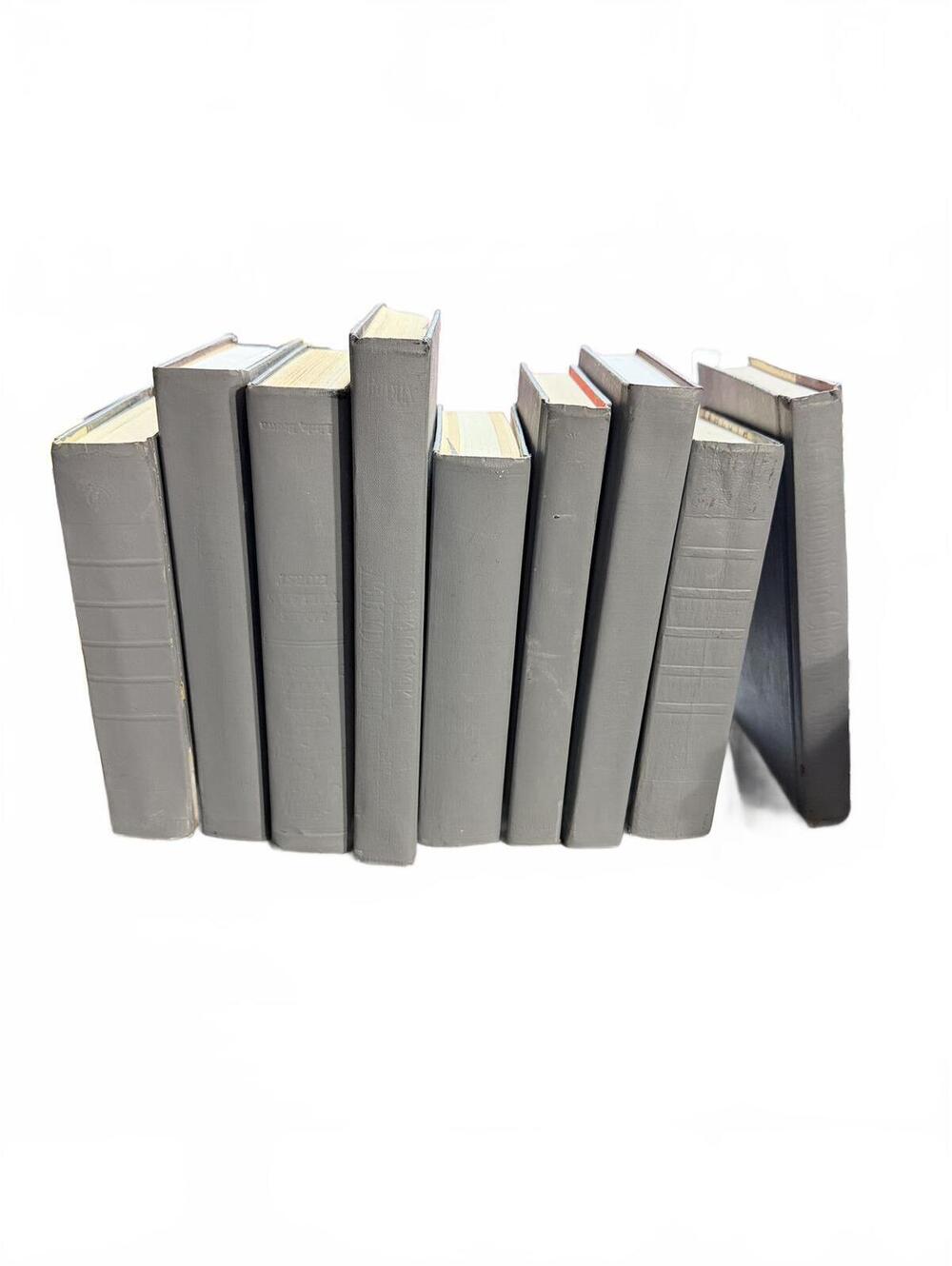 Lot of 9 Painted Grey Decorative Books Farmhouse Bookshelf Decor Modern Staging